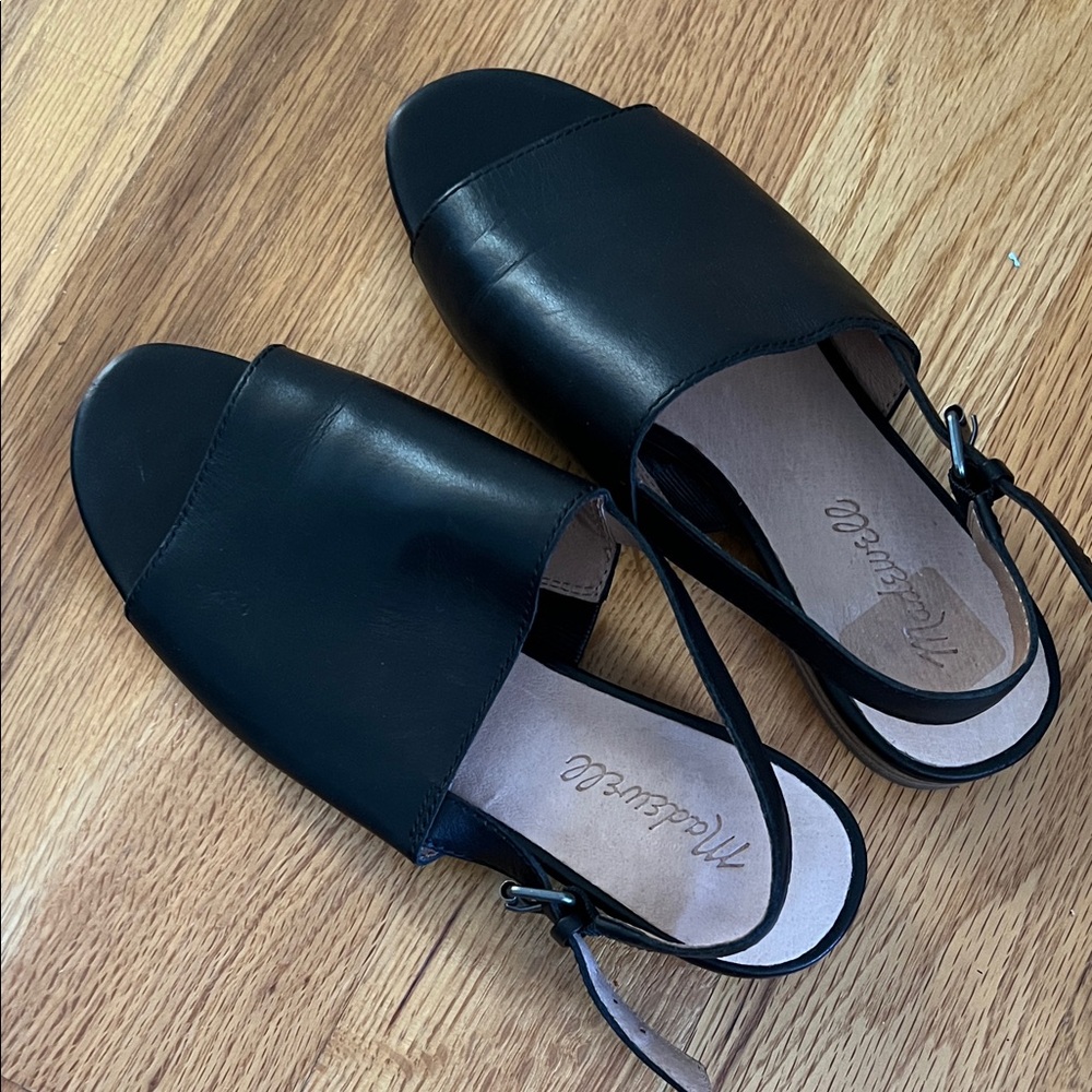 Madewell Black Leather Open-Toe Sandals